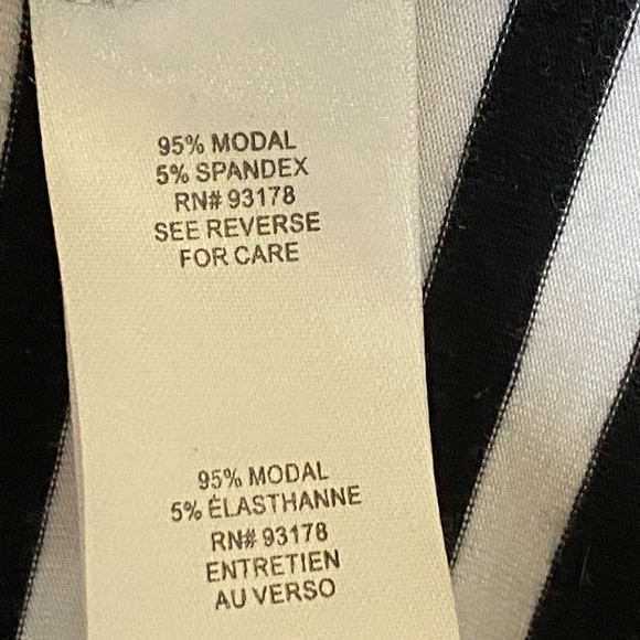 T TAHARI GEOMETRIC STRIPE MAXI DRESS BLACK WHITE MODAL KNIT SIDE KNOT SIZE XL - Picture 11 of 11